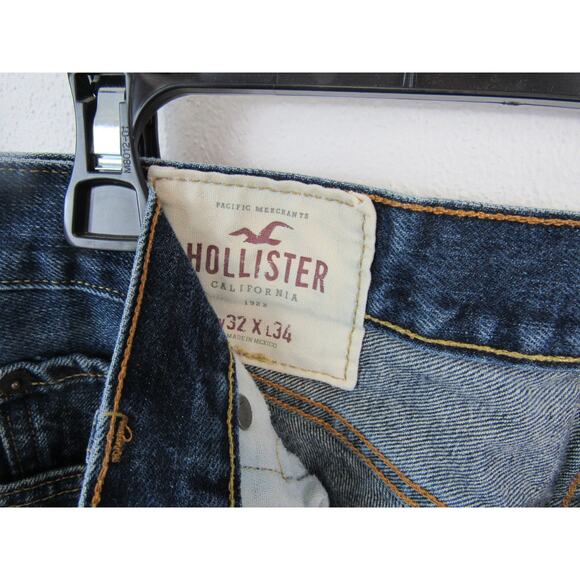 Hollister 32X34 Skinny Jeans Mens Dark Blue Denim Stretch Denim Button Fly - Picture 4 of 8